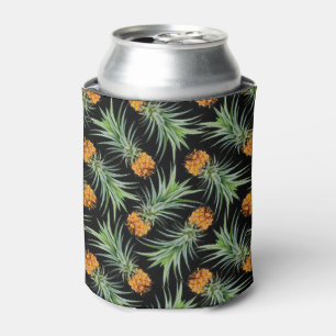 Tropisches Ananas-Muster auf schwarz Dosenkühler