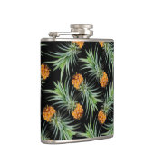 Tropisches Ananas-Muster auf schwarz Flachmann (Rechts)