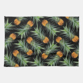 Tropisches Ananas-Muster auf schwarz Geschirrtuch (Horizontal)