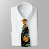 Tropisches Ananas-Muster auf schwarz Krawatte (Gebunden)