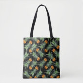 Tropisches Ananas-Muster auf schwarz Tasche (Vorderseite)