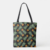 Tropisches Ananas-Muster auf schwarz Tasche (Rückseite)
