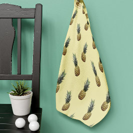 Tropisches Ananas Muster blassgelb Mit Monogramm Golfhandtuch