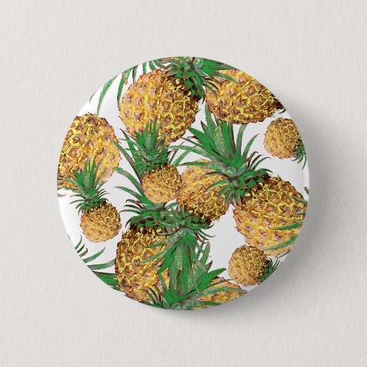 Tropisches Ananas-Muster Button (Vorderseite)