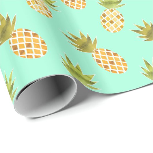 Tropisches Ananas-Muster Geschenkpapier (Rolleneckpunkt)