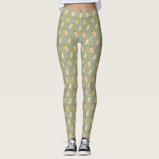 Tropisches Ananas-Muster Leggings (Vorderseite)