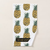 Tropisches Ananas-Muster mit Namen Badhandtuch Set (Handtuch)