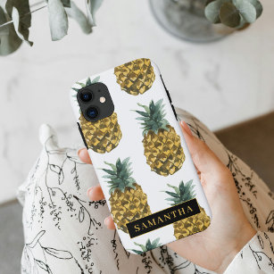 Tropisches Ananas-Muster mit Namen Case-Mate iPhone Hülle