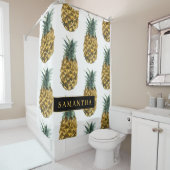 Tropisches Ananas-Muster mit Namen Duschvorhang (Beispiel)