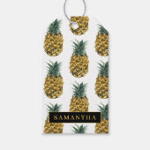 Tropisches Ananas-Muster mit Namen Geschenkanhänger (Vorderseite)