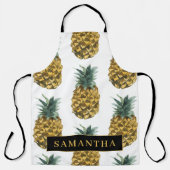 Tropisches Ananas-Muster mit Namen Schürze (Vorderseite)