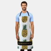 Tropisches Ananas-Muster mit Namen Schürze (Getragen)