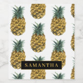 Tropisches Ananas-Muster mit Namen Weinetikett (Einzelnes Label)