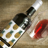 Tropisches Ananas-Muster mit Namen Weinetikett