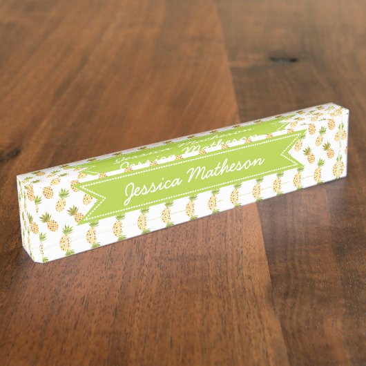 Tropisches Ananas-Muster Namensplakette (Seite)