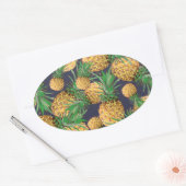 Tropisches Ananas-Muster Ovaler Aufkleber (Umschlag)