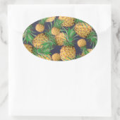 Tropisches Ananas-Muster Ovaler Aufkleber (Tasche)
