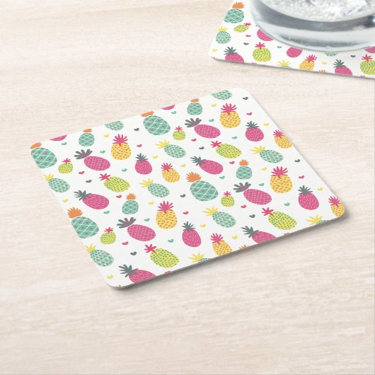 Tropisches Ananas-Muster Rechteckiger Pappuntersetzer (angewinkelt)