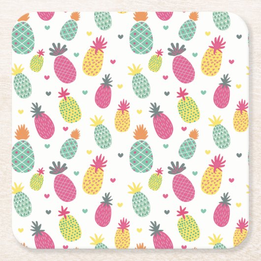 Tropisches Ananas-Muster Rechteckiger Pappuntersetzer (Vorderseite)
