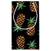 Tropisches Ananas-Muster Schwarz Kleine Geschenktüte (Rückseite)