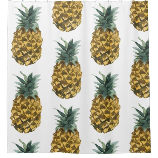Tropisches Ananas nahtloses Muster Duschvorhang (Vorderseite)