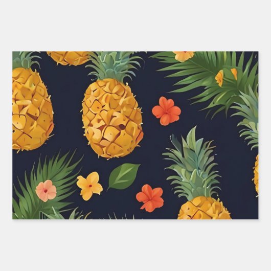 Tropisches Ananas nahtloses Muster Geschenkpapier Set (Vorderseite 2)