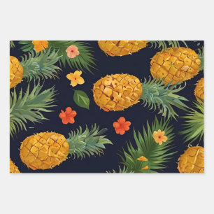 Tropisches Ananas nahtloses Muster Geschenkpapier Set