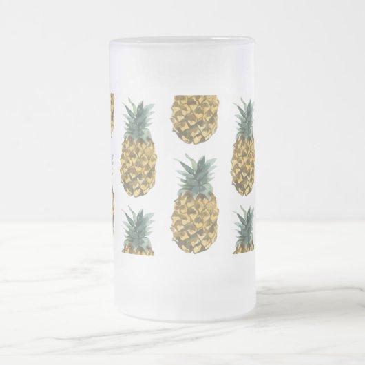 Tropisches Ananas nahtloses Muster Mattglas Bierglas (Mittel)