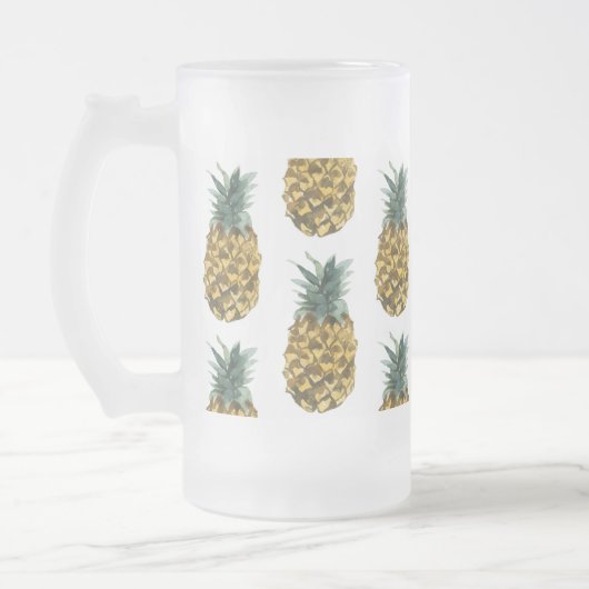 Tropisches Ananas nahtloses Muster Mattglas Bierglas (Links)