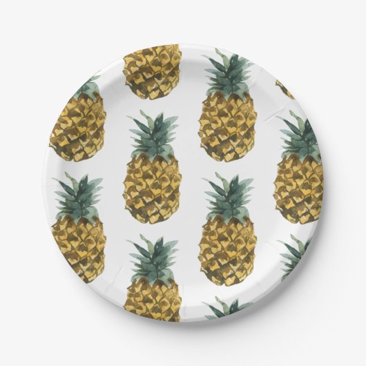 Tropisches Ananas nahtloses Muster Pappteller (Vorderseite)