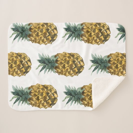 Tropisches Ananas nahtloses Muster Sherpadecke (Vorderseite (Horizontal))