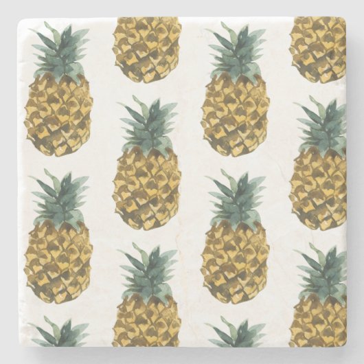 Tropisches Ananas nahtloses Muster Steinuntersetzer (Vorderseite)