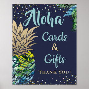 Tropisches Ananas Navy Blue Cards & Gifts Party Poster