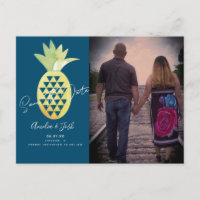 Tropisches Ananas-Navy-Save the Date-Foto
