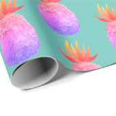 Tropisches Ananas-Party lila rosa Aquarell Geschenkpapier (Rolleneckpunkt)
