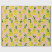 Tropisches Ananas-Party, rosa Umhüllungspapier Geschenkpapier (Flach)