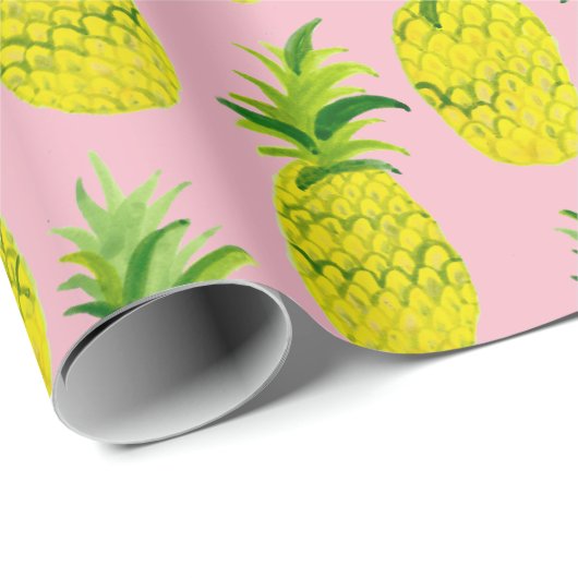 Tropisches Ananas-Party, rosa Umhüllungspapier Geschenkpapier (Rolleneckpunkt)