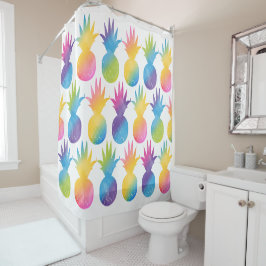 Tropisches Ananas-Regenbogen-Wasserfarbmuster Duschvorhang