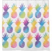 Tropisches Ananas-Regenbogen-Wasserfarbmuster Duschvorhang (Vorderseite)