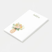 Tropisches Ananas-Rosa Gelb Blumig Post-it Klebezettel (angewinkelt)