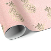 Tropisches Ananas-Rose-Goldglas funkelnd Geschenkpapier (Rolleneckpunkt)