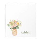 Tropisches Ananas-Röte-Gelb-Blumen Notizblock (Vorderseite)