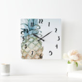 Tropisches Ananas-Sommer-Tropen-Insel-Paradies Quadratische Wanduhr (Zuhause)