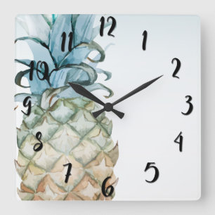 Tropisches Ananas-Sommer-Tropen-Insel-Paradies Quadratische Wanduhr