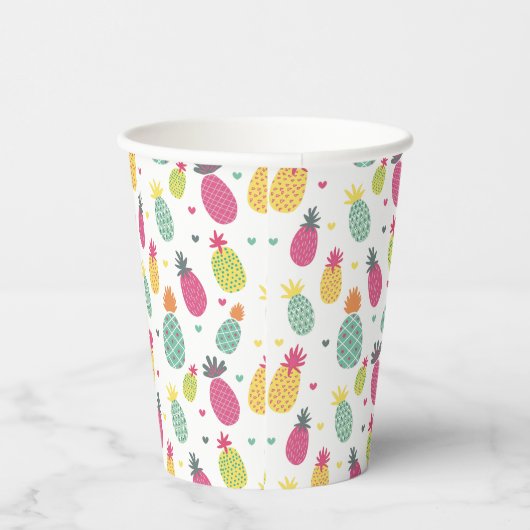 Tropisches Ananas-Sommermuster Pappbecher (Rechts)