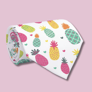 Tropisches Ananas- und Herz-Muster Krawatte