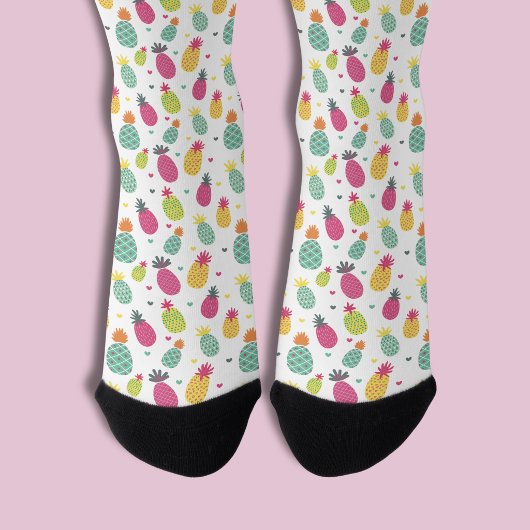 Tropisches Ananas- und Herzmuster Socken