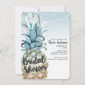 Tropisches Ananas- und String-Lights-Brautparty Einladung (Vorderseite)