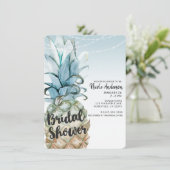 Tropisches Ananas- und String-Lights-Brautparty Einladung (Stehend Vorderseite)