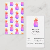 Tropisches Ananas Wasserfarbe Rosa Lila Muster Visitenkarte (Vorne/Hinten)